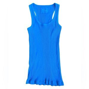 Aerie Women's Blue Ribbed Scoop Neck Tank Top in Blue Size XS